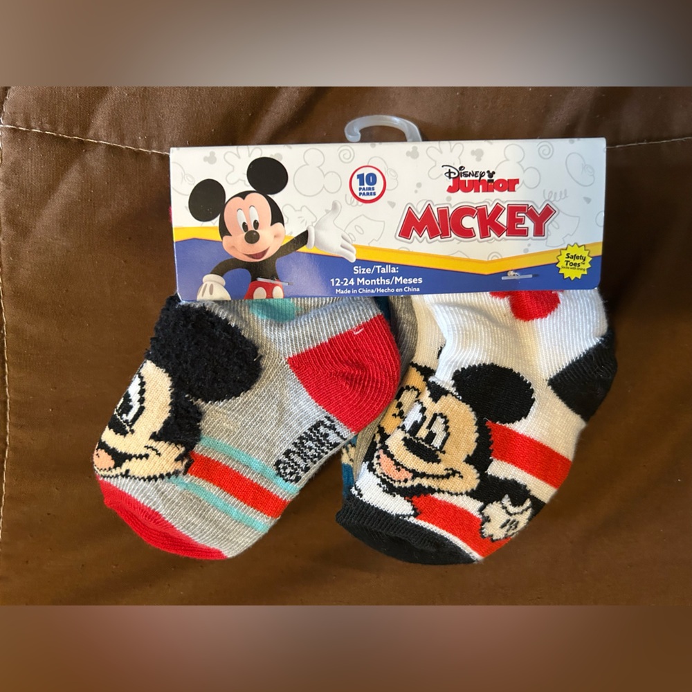 12-24 month socks, NEW Mickey Mouse, 10 pack